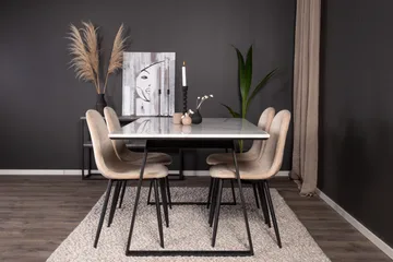 Estelle Matgrupp 140 cm Rektangulär med 4 Polar stolar - Beige - Products - Möbler - Bord & matgrupp - Matgrupp