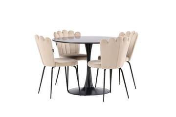 Glade Matgrupp 100 cm Rund med 4 Limhamn stolar - Beige - Products - Möbler - Bord & matgrupp - Matgrupp