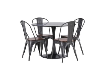 Glade Matgrupp 100 cm Rund med 4 Tempe stolar - Mörkgrå - Products - Möbler - Bord & matgrupp - Matgrupp