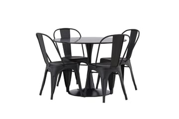 Glade Matgrupp 100 cm Rund med 4 Tempe Stolar - Svart - Products - Möbler - Bord & matgrupp - Matgrupp