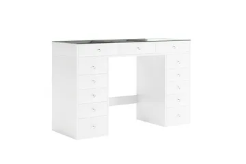 Glow Stort sminkbord med glasskiva - Förvaring med lådor och fack  120 cm - Vit - Products - Möbler - Bord & matgrupp - Sminkbord & toalettbord