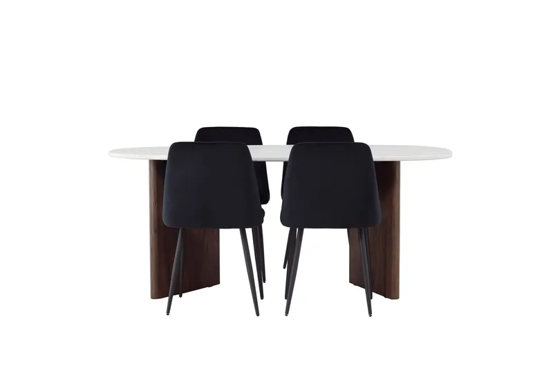 Grönvik Matgrupp 180 cm Oval med 4 Night Stolar, Mocca