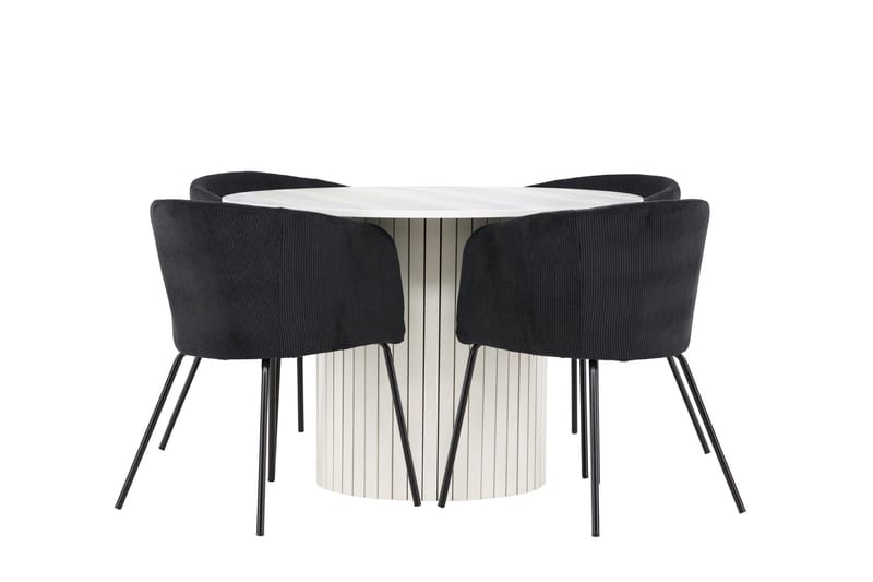 Härön Matgrupp 110 cm Rund med 4 Berit stolar - Vit/Svart - Products - Möbler - Bord & matgrupp - Matgrupp