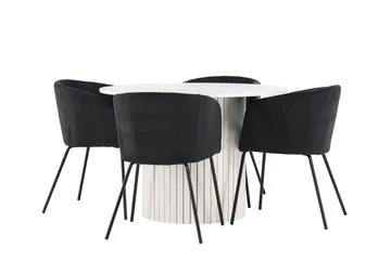 Härön Matgrupp 110 cm Rund med 4 Berit stolar - Vit/Svart - Products - Möbler - Bord & matgrupp - Matgrupp