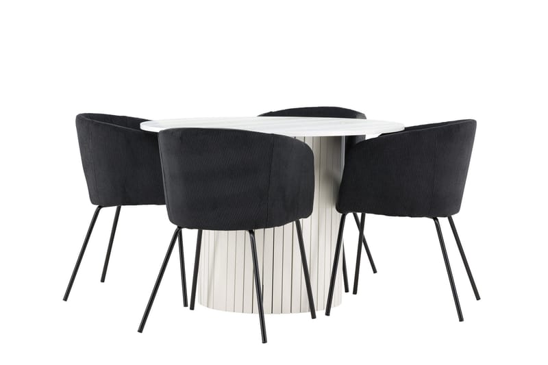Härön Matgrupp 110 cm Rund med 4 Berit stolar - Vit/Svart - Products - Möbler - Bord & matgrupp - Matgrupp
