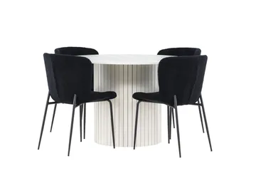 Härön Matgrupp 110 cm Rund med 4 Modesto stolar - Vit/Svart - Products - Möbler - Bord & matgrupp - Matgrupp