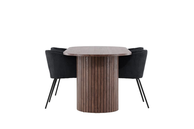 Härön Matgrupp 200 cm Oval med 4 Berit stolar - Mocca/Svart - Products - Möbler - Bord & matgrupp - Matgrupp