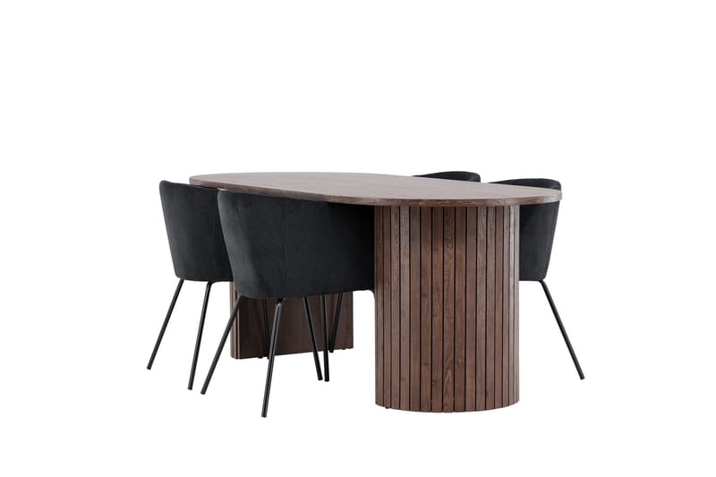 Härön Matgrupp 200 cm Oval med 4 Berit stolar - Mocca/Svart - Products - Möbler - Bord & matgrupp - Matgrupp