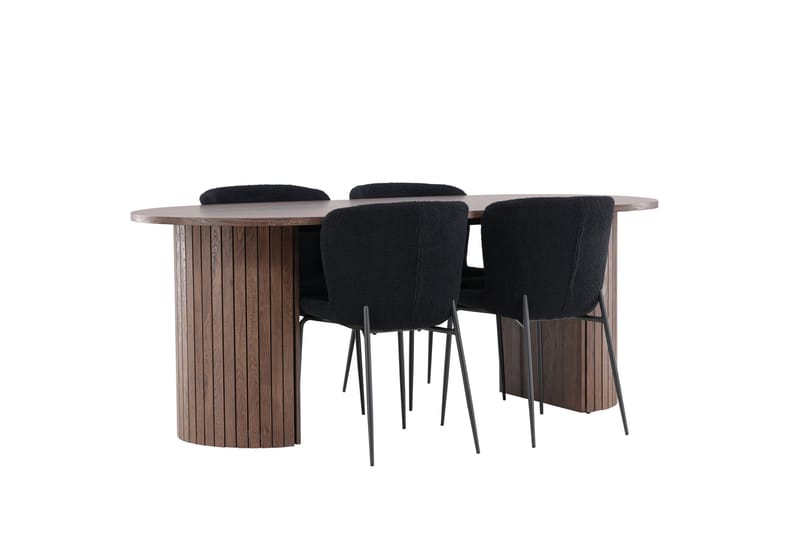 Härön Matgrupp 200 cm Oval med 4 Modesto stolar - Mocca/Svart - Products - Möbler - Bord & matgrupp - Matgrupp