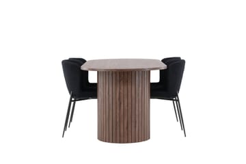 Härön Matgrupp 200 cm Oval med 4 Modesto stolar - Mocca/Svart - Products - Möbler - Bord & matgrupp - Matgrupp