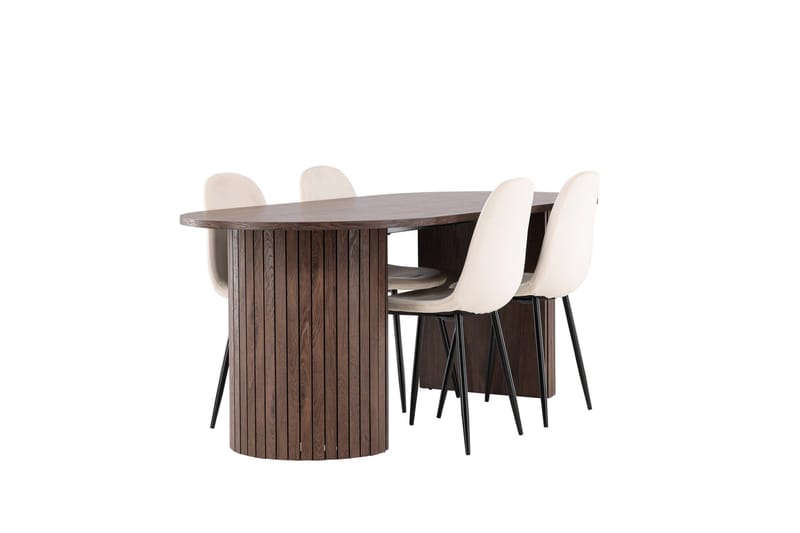 Härön Matgrupp 200 cm Oval med 4 Polar stolar - Mocca/Beige - Products - Möbler - Bord & matgrupp - Matgrupp