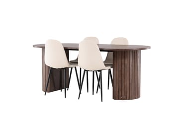Härön Matgrupp 200 cm Oval med 4 Polar stolar - Mocca/Beige - Products - Möbler - Bord & matgrupp - Matgrupp