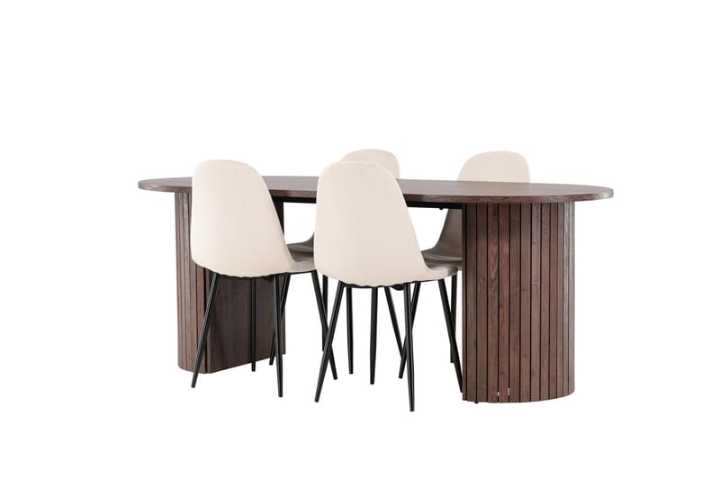 Härön Matgrupp 200 cm Oval med 4 Polar stolar - Mocca/Beige - Products - Möbler - Bord & matgrupp - Matgrupp
