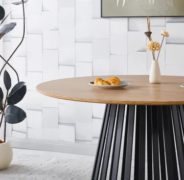 Inez runt matbord Ø120 cm ekfanèr / Svart metall - Ekfanèr / Svart Metall - Products - Möbler - Bord & matgrupp - Matbord & köksbord