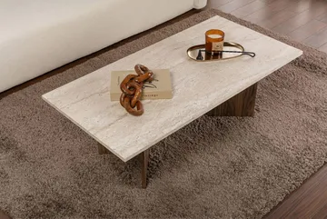 Isami Soffbord 119x40x60 cm - Travertin, Venezia-valnöt - Products - Möbler - Bord & matgrupp - Soffbord