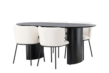 Isolde Matgrupp 180 cm Oval med 4 Edina Stolar - Svart - Products - Möbler - Bord & matgrupp - Matgrupp
