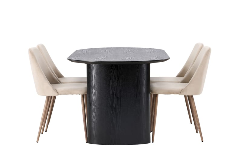 Isolde Matgrupp 180 cm Oval med 4 Night Stolar - Svart - Products - Möbler - Bord & matgrupp - Matgrupp