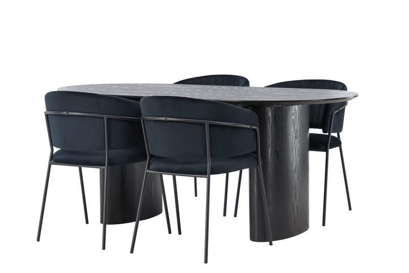 Isolde Matgrupp 180 cm Oval med 4 Selma Stolar - Svart - Products - Möbler - Bord & matgrupp - Matgrupp