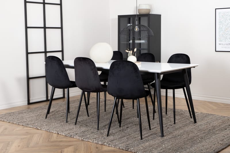 Jimmy Matgrupp 195 cm Rektangulär med 6 Polar stolar - Svart - Products - Möbler - Bord & matgrupp - Matgrupp