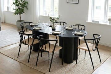 Juno Matgrupp rektangulärt 220 cm Svart med 8 Winston Matstolar - Svart - Products - Möbler - Bord & matgrupp - Matgrupp