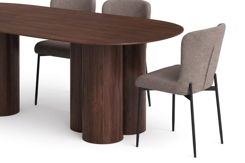 Juno Matgrupp rektangulärt 220 cm Valnöt med 6 Elsie Matstolar - Valnöt/Grå - Products - Möbler - Bord & matgrupp - Matgrupp