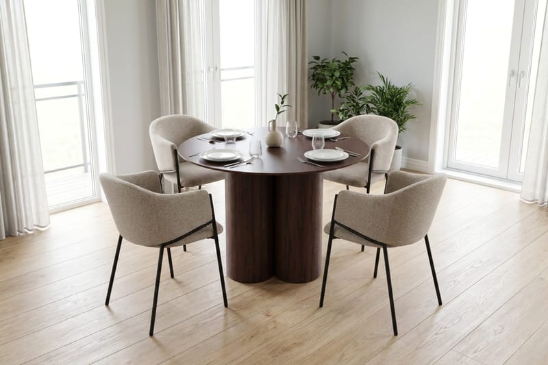 Juno Matgrupp runt 110 cm Valnöt med 4 Filip Matstolar - Valnöt - Products - Möbler - Bord & matgrupp - Matgrupp