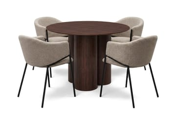 Juno Matgrupp runt 110 cm Valnöt med 4 Filip Matstolar - Valnöt - Products - Möbler - Bord & matgrupp - Matgrupp