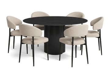 Beige/Svart - Svartlaserad ek