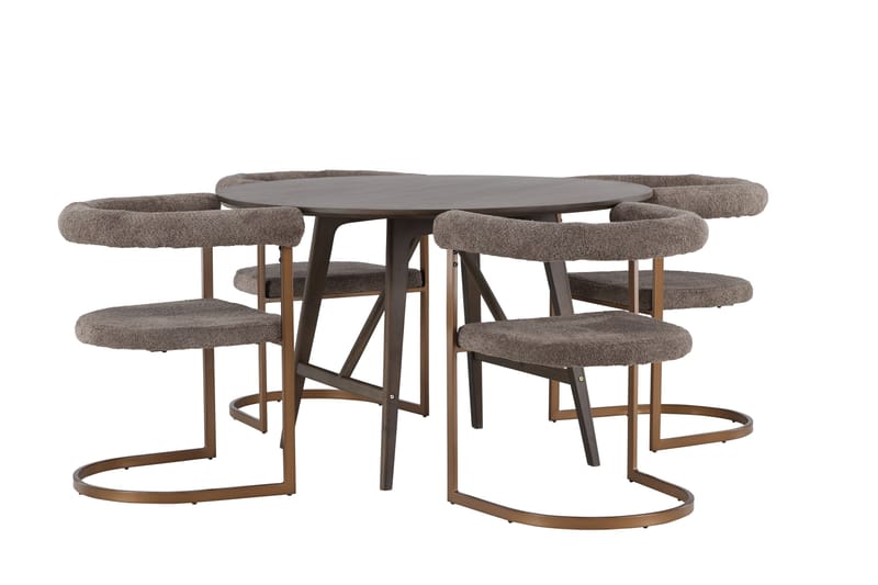Kaseidon Matgrupp 100 cm Rund med 4 Morning stolar - Brun - Products - Möbler - Bord & matgrupp - Matgrupp