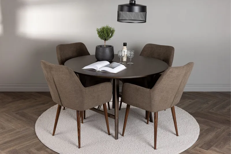 Kaseidon Matgrupp 100 cm Rund med 4 Tomorrow stolar - Brun - Products - Möbler - Bord & matgrupp - Matgrupp