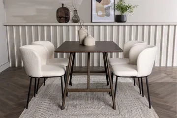 Kaseidon Matgrupp 120 cm Rektangulär med 4 Edina Stolar - Mörkbrun - Products - Möbler - Bord & matgrupp - Matgrupp