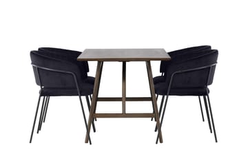 Kaseidon Matgrupp 120 cm Rektangulär med 4 Selma Stolar - Svart - Products - Möbler - Bord & matgrupp - Matgrupp