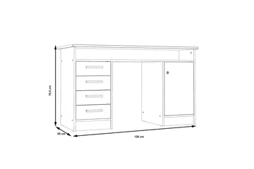 Baacwood Skrivbord 126 cm - Vit - Products - Möbler - Bord & matgrupp - Kontorsbord - Datorbord
