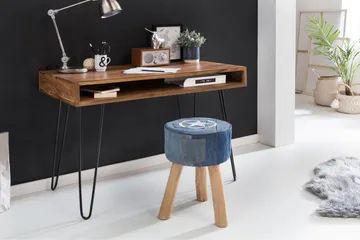 Langner Skrivbord 110 cm med Förvaring Hylla - Massivt Trä/Svart - Products - Möbler - Bord & matgrupp - Kontorsbord - Datorbord