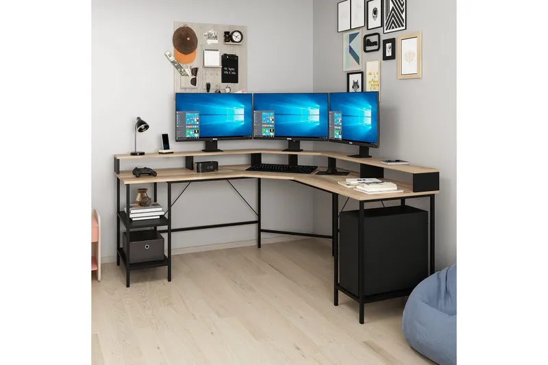 Naina Hörnskrivbord - Guld - Products - Möbler - Bord & matgrupp - Kontorsbord - Skrivbord - Hörnskrivbord