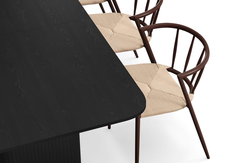 Kopparbo Matbord 180-240 cm Förlängningsbart med 6 Winston Matstolar - Svart / Beige / Metallben Rökt ek - Products - Möbler - Bord & matgrupp - Matgrupp