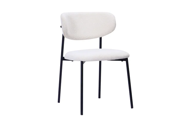 Kopparbo Matbord 200-260 cm Förlängningsbart med illäggsskiv med 8 Lucy Matstolar - Vit / Vit Bouclé / Metallben Svart - Products - Möbler - Bord & matgrupp - Matgrupp