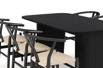 Kopparbo Matgrupp 160 cm med 6 Dastoori Matstol - 2220067-6,2229297-1 - Svart - Products - Möbler - Bord & matgrupp - Matgrupp