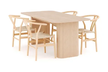 Kopparbo Matgrupp 180-240 cm Förlängningsbart med 4 Dastoori Matstolar - Whitewash - Products - Möbler - Bord & matgrupp - Matgrupp