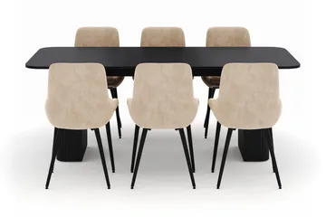 Kopparbo Matgrupp 200-206cm med 6 Alsarp Matstolar - Svart - Products - Möbler - Bord & matgrupp - Matgrupp