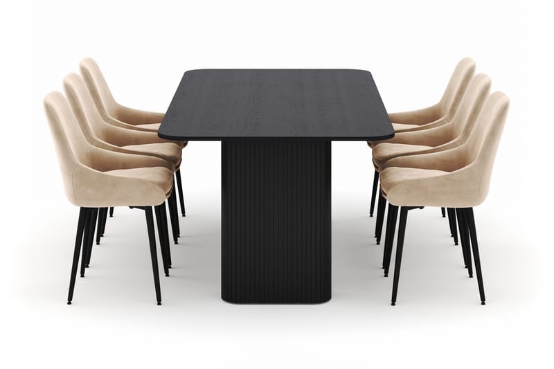 Kopparbo Matgrupp 200-206cm med 6 Alsarp Matstolar - Svart - Products - Möbler - Bord & matgrupp - Matgrupp