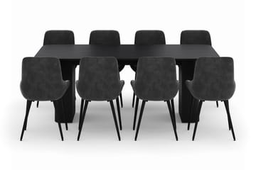 Kopparbo Matgrupp 200-206cm med 8 Alsarp Matstolar - Svart - Products - Möbler - Bord & matgrupp - Matgrupp