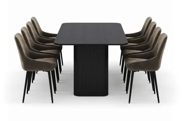 Kopparbo Matgrupp 200-206cm med 8 Alsarp Matstolar - Svart - Products - Möbler - Bord & matgrupp - Matgrupp