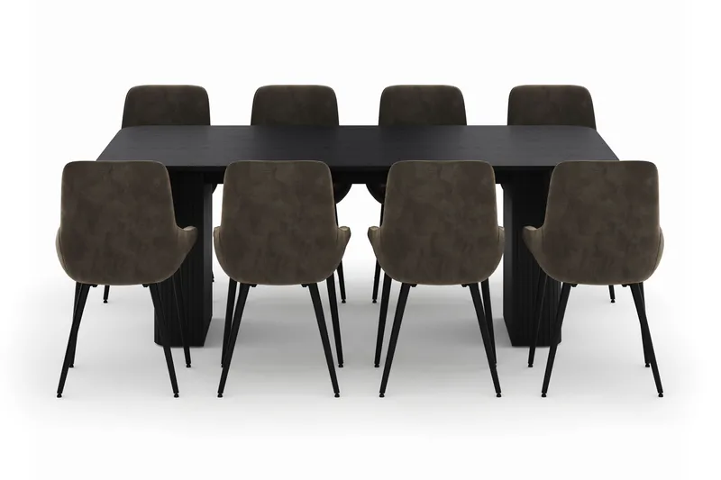 Kopparbo Matgrupp 200-206cm med 8 Alsarp Matstolar - Svart - Products - Möbler - Bord & matgrupp - Matgrupp