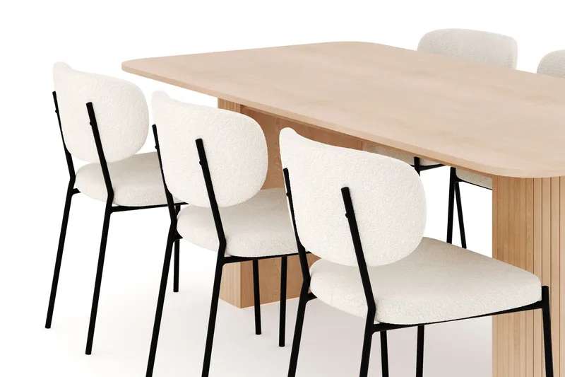 Kopparbo Matgrupp 200-260 cm Förlängningsbart med 6 Gemmiano Matstolar - Whitewash - Products - Möbler - Bord & matgrupp - Matgrupp