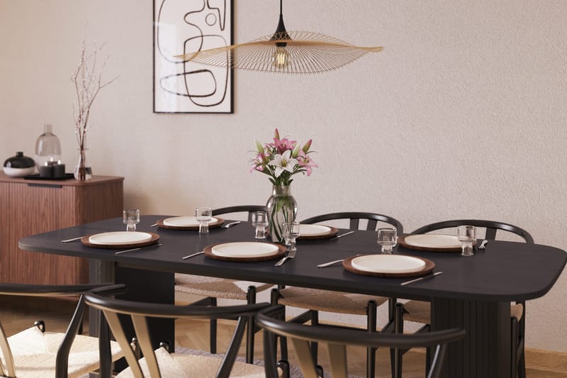 Kopparbo Matgrupp 200 cm med 6 Dastoori Matstolar - Svart - Products - Möbler - Bord & matgrupp - Matgrupp