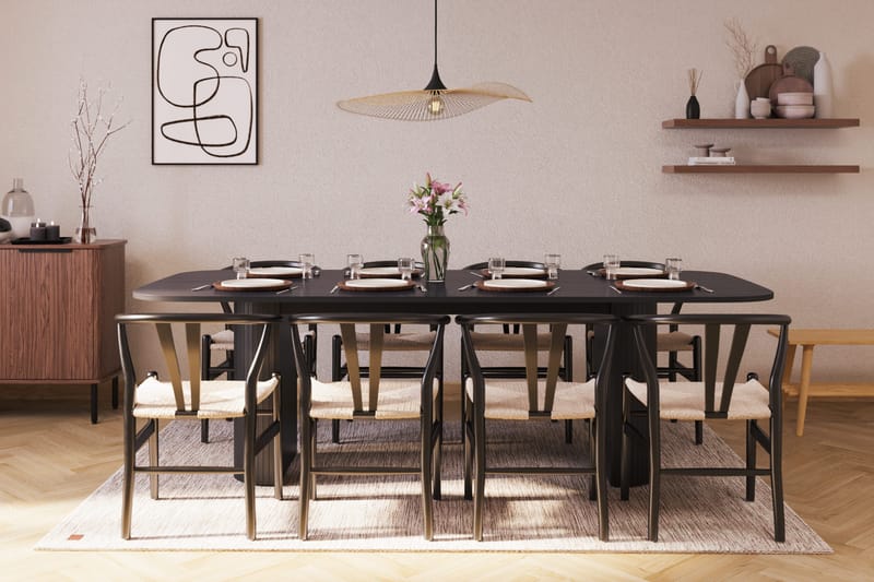 Kopparbo Matgrupp 240 cm med 8 Dastoori Matstolar - Svart - Products - Möbler - Bord & matgrupp - Matgrupp