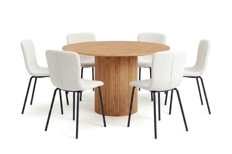 Kopparbo Matgrupp runt 130 cm Ek med 6 Katy Matstolar - Ek - Products - Möbler - Bord & matgrupp - Matgrupp