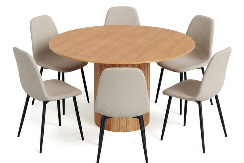 Kopparbo Matgrupp runt 130 cm Ek med 6 Nibe Matstolar - Ek - Products - Möbler - Bord & matgrupp - Matgrupp