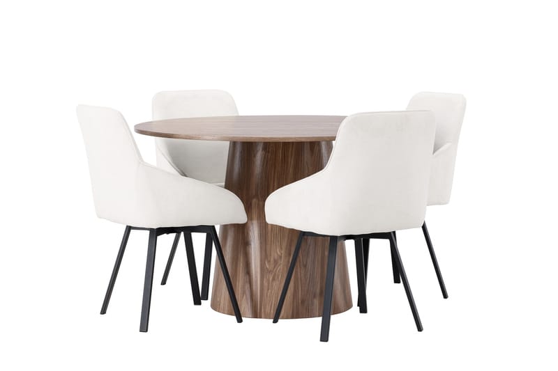 Lanzo Matgrupp 120 cm Rund med 4 Rosie Stolar - Natur - Products - Möbler - Bord & matgrupp - Matgrupp